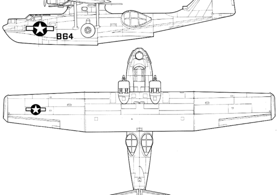 Самолет Consolidated PBY-6A Catalina 'Black Cat' - чертежи, габариты, рисунки