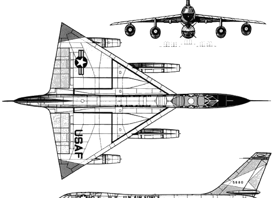 Самолет Convair B-58 Hustler - чертежи, габариты, рисунки