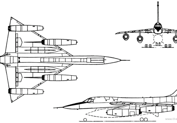 Самолет Convair B-58 Hustler (USA) (1956) - чертежи, габариты, рисунки