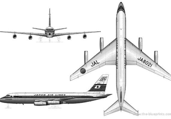 Самолет Convair CV 880 - чертежи, габариты, рисунки