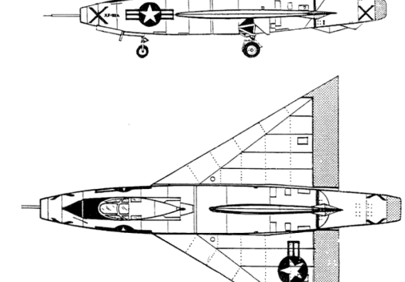 Самолет Convair XF-92A - чертежи, габариты, рисунки