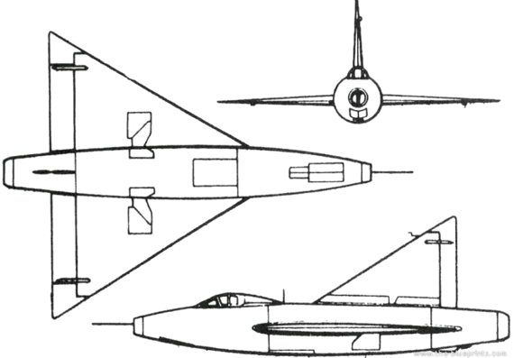 Самолет Convair XF-92 (USA) (1948) - чертежи, габариты, рисунки