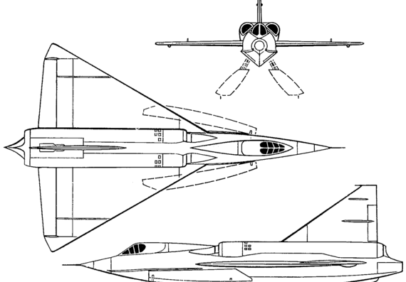 Самолет Convair XF2Y-1 Sea Dart (USA) (1953) - чертежи, габариты, рисунки