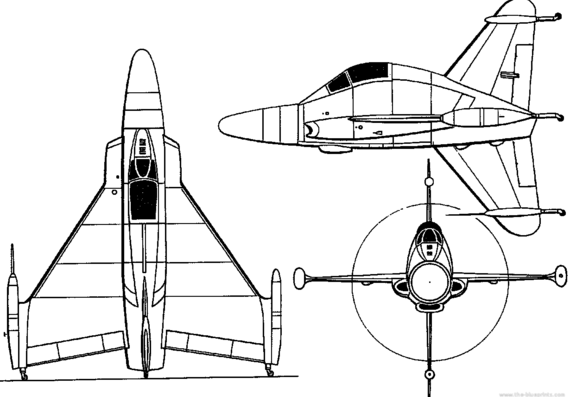 Самолет Convair XFY-1 Pogo (USA) (1954) - чертежи, габариты, рисунки
