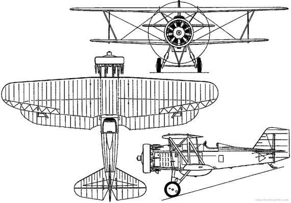 Самолет Curtiss F6C Hawk (USA) (1925) - чертежи, габариты, рисунки