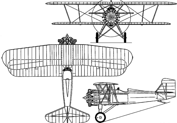 Самолет Curtiss F7C-1 Seahawk (USA) (1927) - чертежи, габариты, рисунки