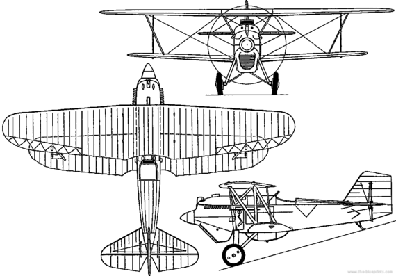 Самолет Curtiss P-1 Hawk (USA) (1925) - чертежи, габариты, рисунки