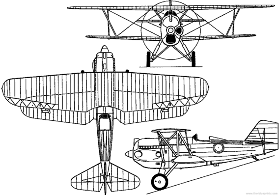 Самолет Curtiss P-6 Hawk (USA) (1927) - чертежи, габариты, рисунки
