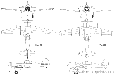 Curtiss Wright 21 aircraft - drawings, dimensions, figures