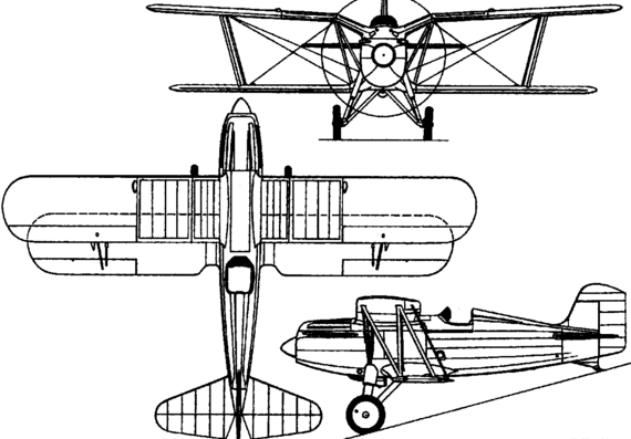 Самолет Curtiss XP-10 (USA) (1928) - чертежи, габариты, рисунки
