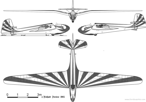 Самолет DFS 108-53E Habicht - чертежи, габариты, рисунки