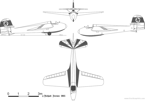 Самолет DFS 108-53GStummel Habicht - чертежи, габариты, рисунки