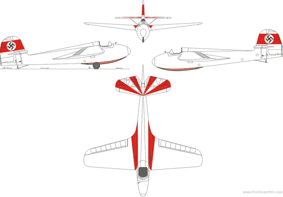Самолет DFS 108-53G Stummel Habicht - чертежи, габариты, рисунки