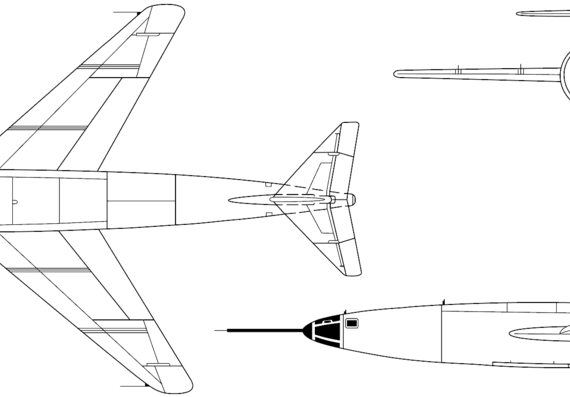 Самолет DFS 346-1 - чертежи, габариты, рисунки