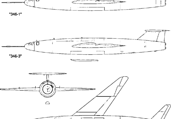 Самолет DFS 346 - чертежи, габариты, рисунки