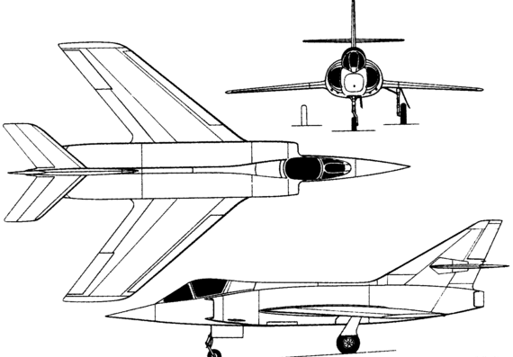 Самолет Dassault Etendard II (France) (1956) - чертежи, габариты, рисунки