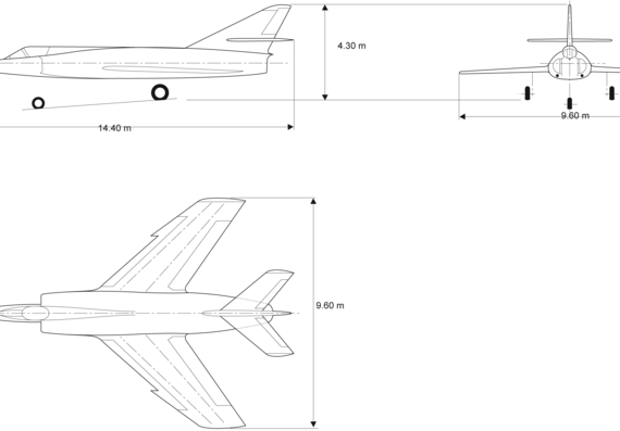 Самолет Dassault Etendard IV - чертежи, габариты, рисунки