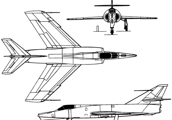 Самолет Dassault Etendard IVM (France) (1958) - чертежи, габариты, рисунки