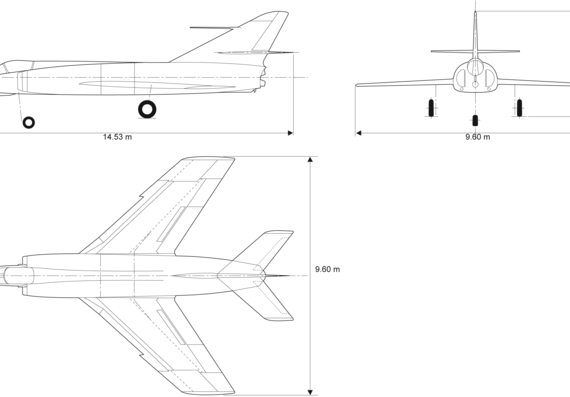 Самолет Dassault Etendard IV M - чертежи, габариты, рисунки