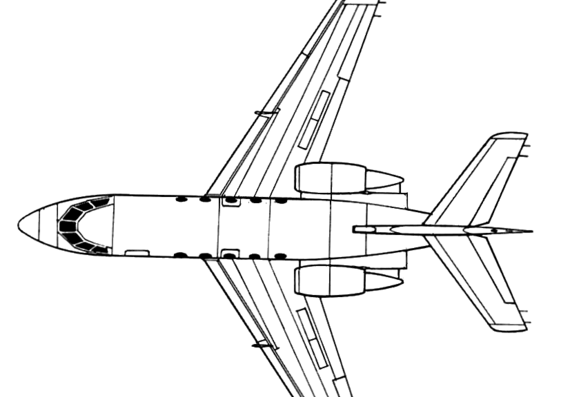 Самолет Dassault Falcon 20 - чертежи, габариты, рисунки