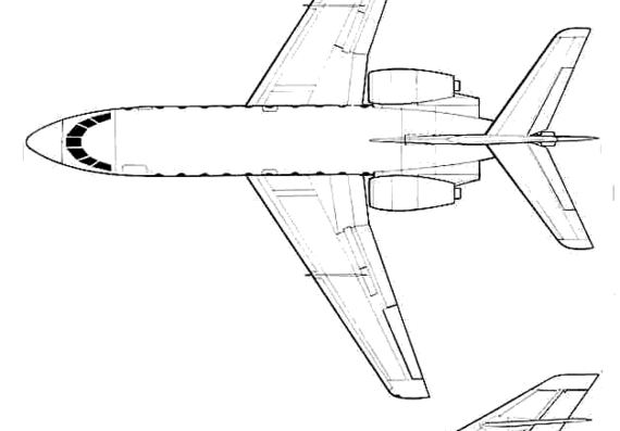 Самолет Dassault Falcon 30 - чертежи, габариты, рисунки