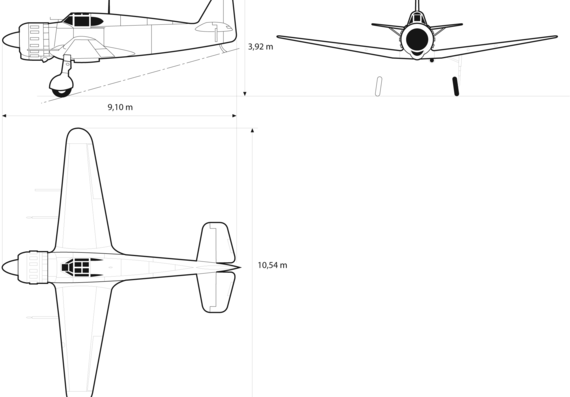 Самолет Dassault MB 152 - чертежи, габариты, рисунки