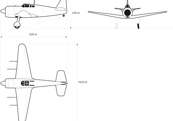 Самолет Dassault MB 155 - чертежи, габариты, рисунки