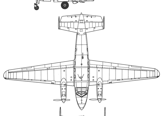 Самолет Dassault MD 312 Flamant - чертежи, габариты, рисунки