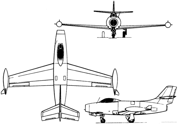 Dassault MD 450 Ouragan (France) (1949) - drawings, dimensions, figures