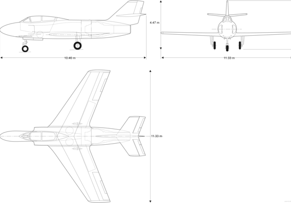 Aircraft Dassault MD 453 - drawings, dimensions, figures