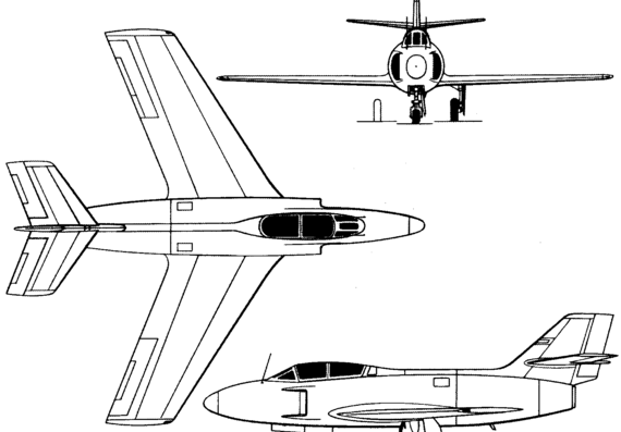 Самолет Dassault MD 453 Mystere IIIN (France) (1952) - чертежи, габариты, рисунки