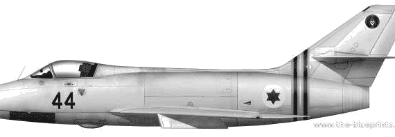 Самолет Dassault MD 454 Mystere IV - чертежи, габариты, рисунки