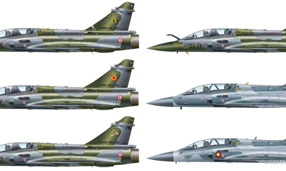 Самолет Dassault Mirage 2000D - чертежи, габариты, рисунки