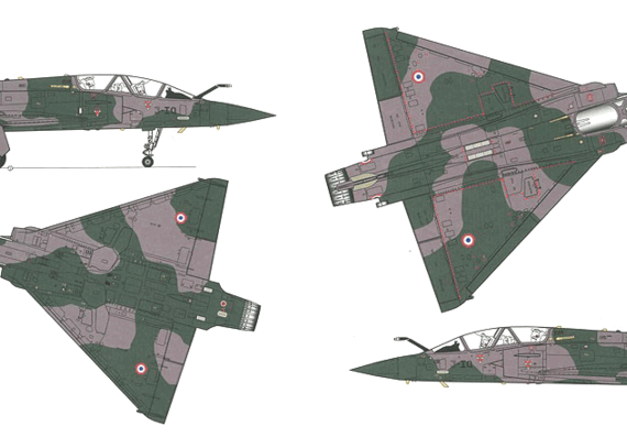 Самолет Dassault Mirage 2000D Kandahar - чертежи, габариты, рисунки