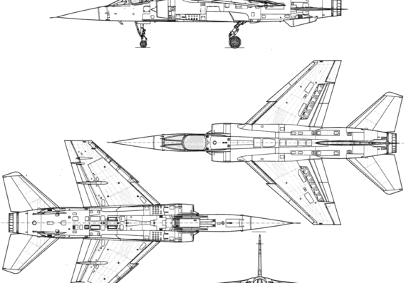 Самолет Dassault Mirage F-1C - чертежи, габариты, рисунки