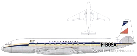 Самолет De Havilland DH-106 Comet - чертежи, габариты, рисунки