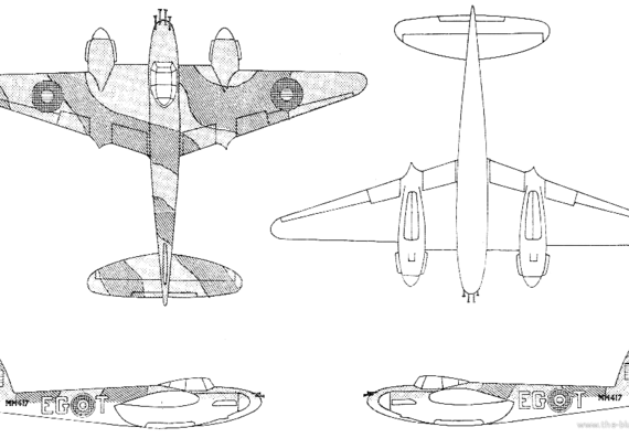 Aircraft De Havilland Mosquito FB.VI - drawings, dimensions, figures