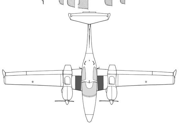 Самолет Diamond D-42 Twin Star - чертежи, габариты, рисунки