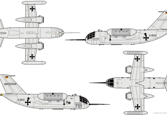 Самолет Dornier Do 31E - чертежи, габариты, рисунки