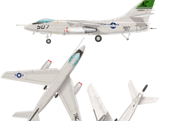 Самолет Douglas A-3D-2 Skywarrior - чертежи, габариты, рисунки