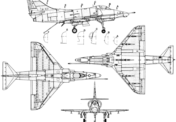 Самолет Douglas A-4E Skyhawk - чертежи, габариты, рисунки