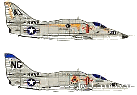 Самолет Douglas A-4F Skyhawk II - чертежи, габариты, рисунки