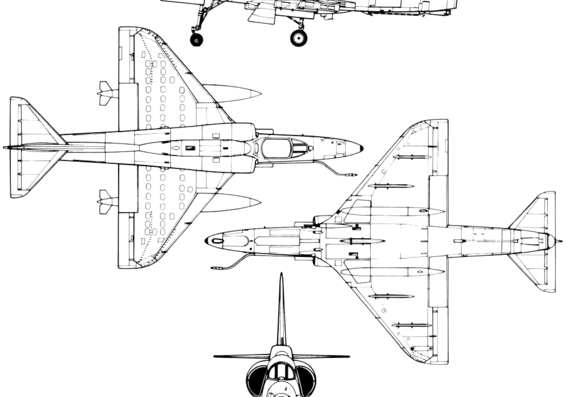Самолет Douglas A-4M Skyhawk - чертежи, габариты, рисунки