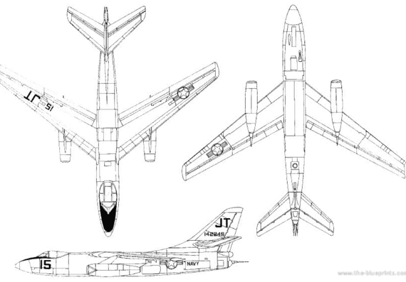 Самолет Douglas A3D Skywarior - чертежи, габариты, рисунки