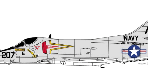 Самолет Douglas A4-E Skyhawk - чертежи, габариты, рисунки