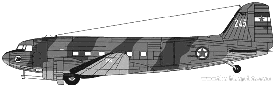 Douglas C-47B Skytrain - drawings, dimensions, figures