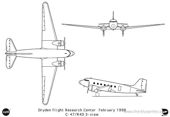 Самолет Douglas C-47 Skytrain - чертежи, габариты, рисунки