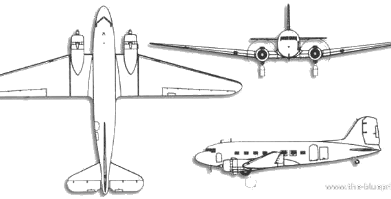 Самолет Douglas C-47 Skytrain Dakota - чертежи, габариты, рисунки