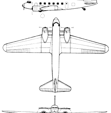 Douglas DC-1 aircraft - drawings, dimensions, figures