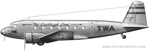 Самолет Douglas DC-2 - чертежи, габариты, рисунки